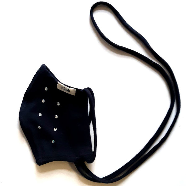 "Mund-und Nasen-Maske" Bio-Baumwolle einlagig, die kleine Festliche, glitzernd mit Halsband